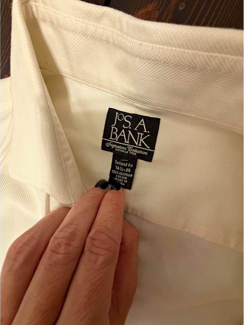 Jos. A. Bank Signature Collection Wrinkle Free Cotton Herringbone Shirt 16.5 35